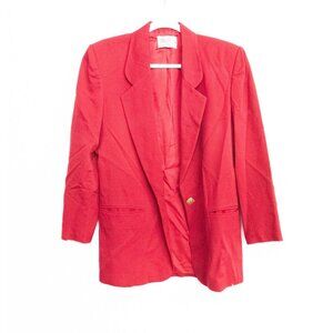 Paul Stanley Womens Pink Blazer Pant Suit 1 Piece Notch Lapel Long Sleeve Size 4